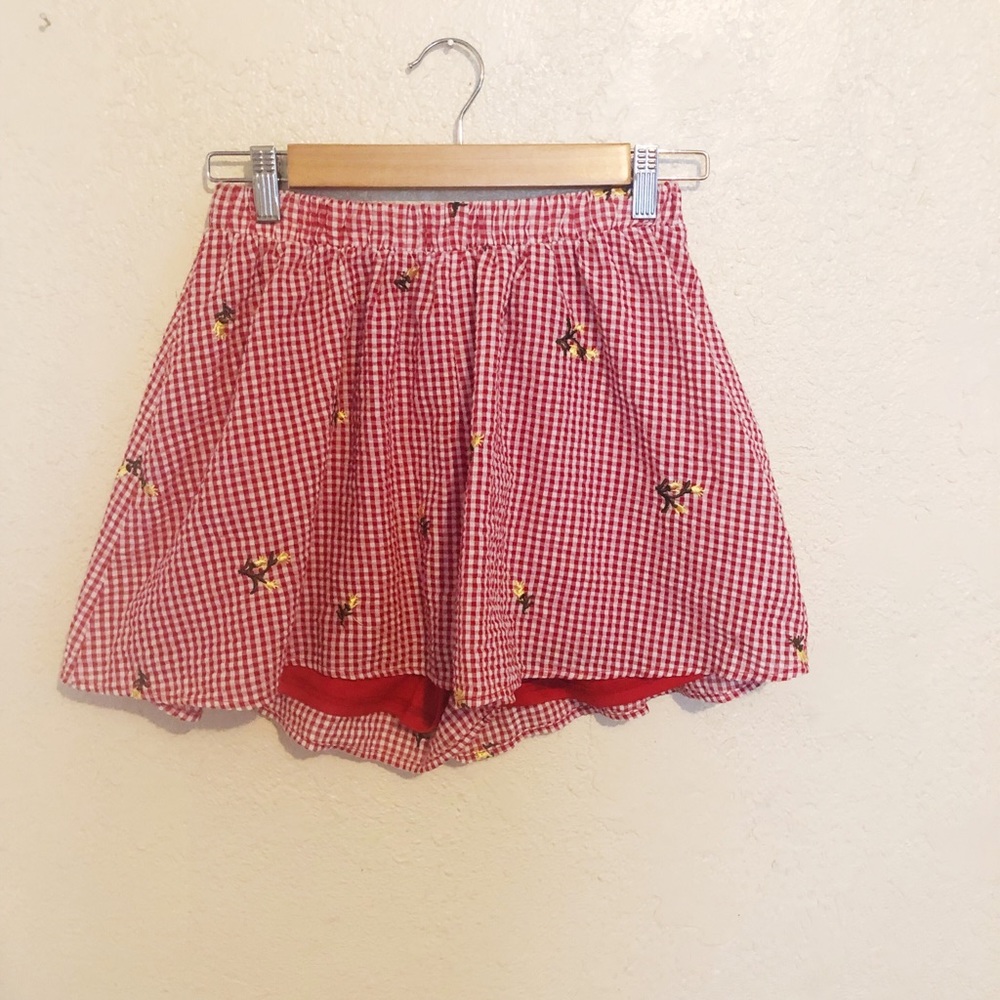 Red gingham picnic shorts